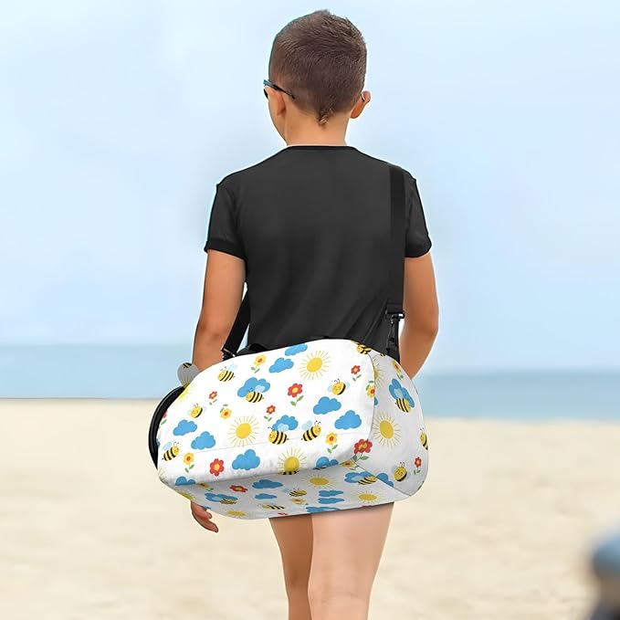 Bee Sun Cloud Gym Bag Kids Sports Duffle Dance Bag Carry On Small Travel Weekender swim Bags with Shoes Pocket for Girls Boys Women Airplanes Ttrip Sports Yoga