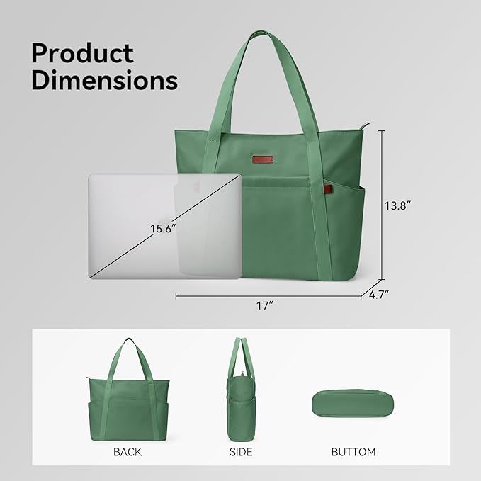 Handbags for Women Large Capacity Tote Bag with Zipper and Multi-Pockets Lightweight Waterproof Nylon Shoulder Bag