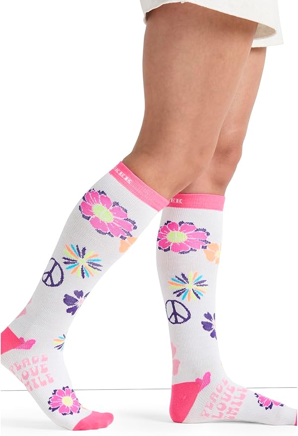 Cherokee Women's 10-15mmHg Compression Socks – Fun Print Knee Highs with Light Support, Soft Feel - PRINTSUPPORT