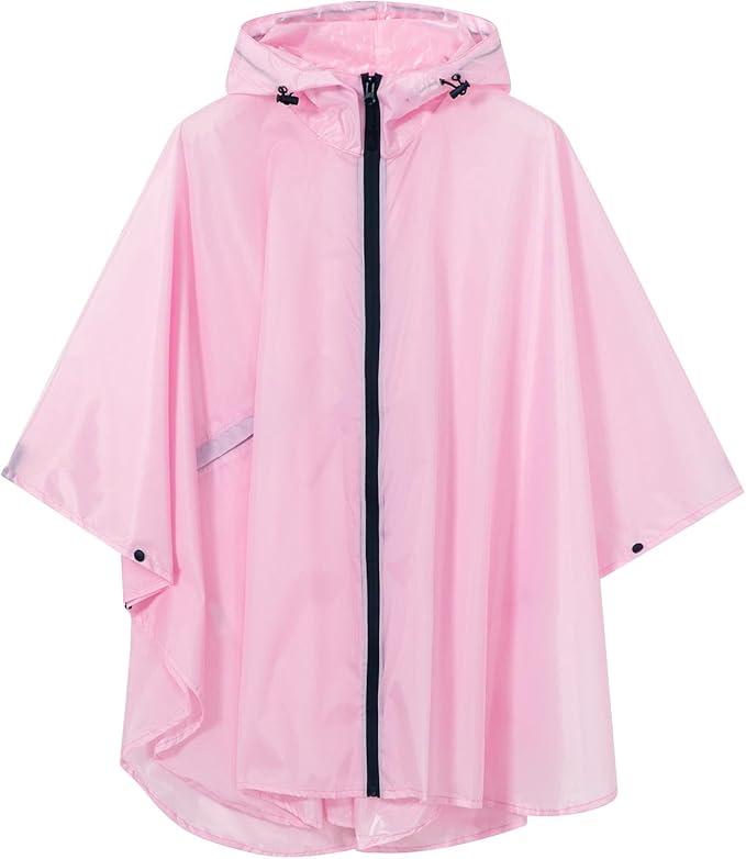 SaphiRose Lightweight Kids Rain Poncho Waterproof Jacket Zipper Up Rain Coat