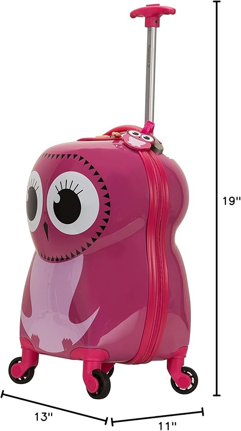Rockland Jr. Kids' My First Hardside Spinner Luggage, Telescoping Handles, Owl, Carry-On 19-Inch