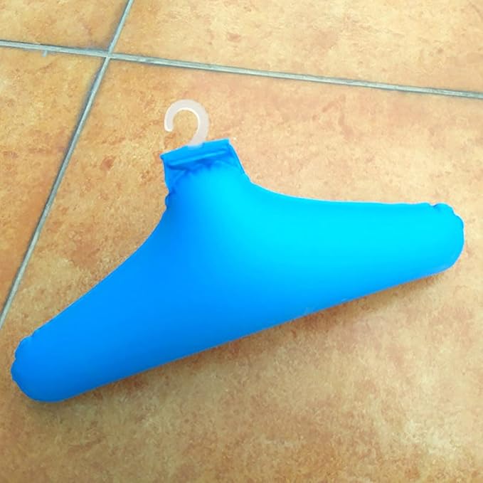 5Pcs Inflatable Clothing Hanger for Travel, Outdoor Clothes Hanger Rack Non-Slip Portable Coat Holder, Blue