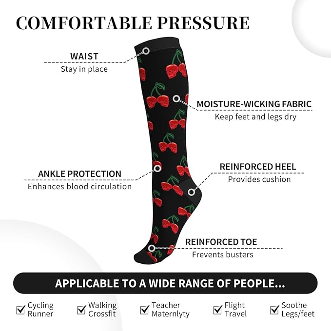Compression Socks Knee High Circulation Support Socks For Women Men Athletic Running Work Hiking Cycling Travel
