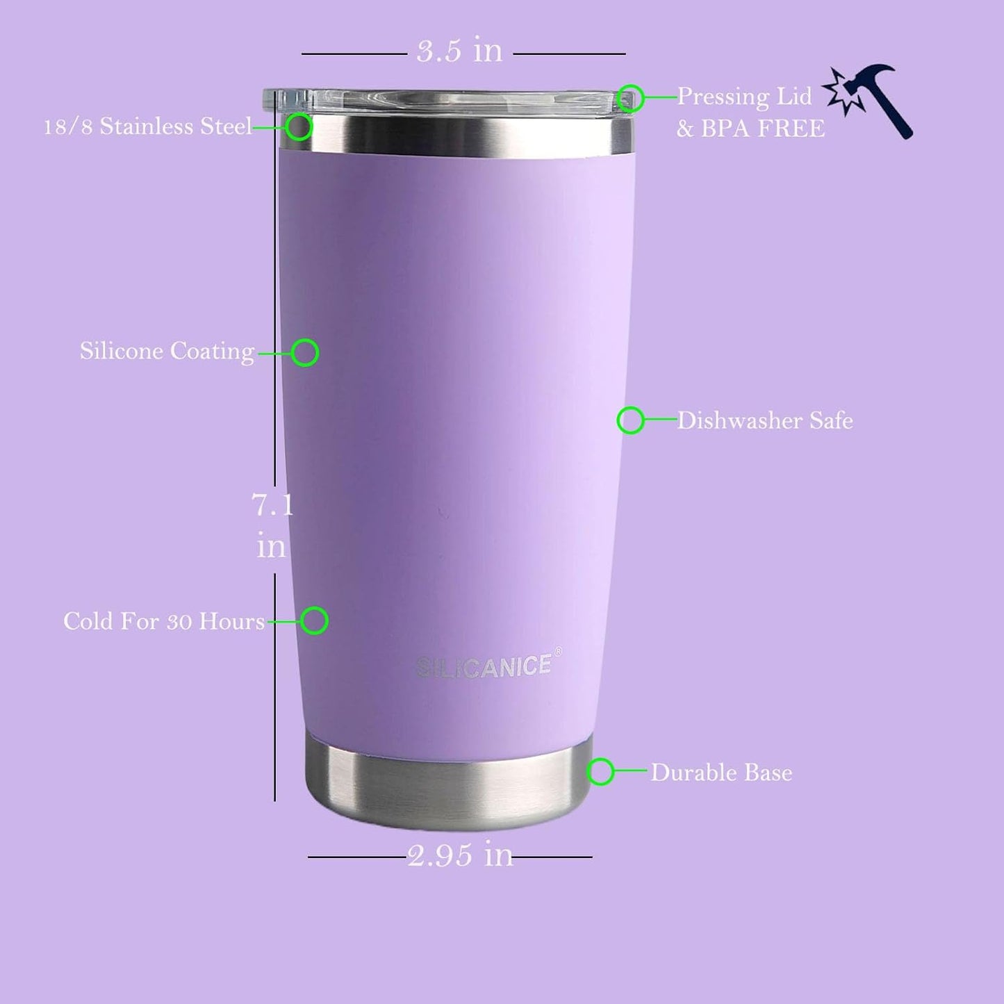 Purple Soft Touch Cup With Lid,20 Oz Insulated Double Wall Tumbler | Metal Drinking Camping Cup | Beer Gifts For Men,Spill Proof Perfect for Cappuccino & Protein Powder,Sip Coffee Mug