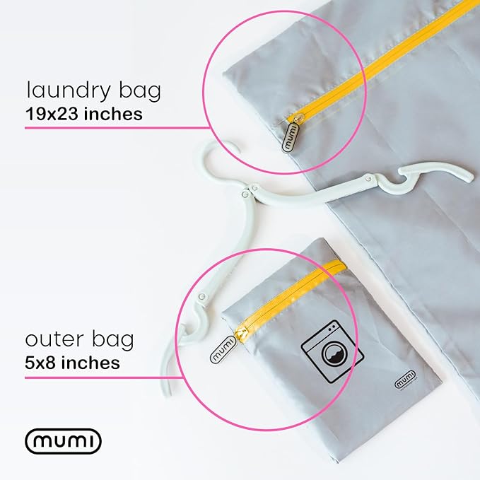 MUMI Travel Laundry Bag – Moisture & Smell-Proof Clothes Bag with Folding Hanger & Outer Pouch | Large Laundry Storage Bag for Suitcase, Gym & Packing | Dirty Clothes Organizer (Black)