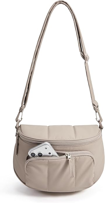 BAGSMART Bum Bags for Women, Crossbody Purses for Travel & Work, Quilted Water-resistant Hobo Bag | 4.5L Roomy, Fanny pack, ideal for Moms, Long Outings, Everyday cute bag, Puffer, Nylon
