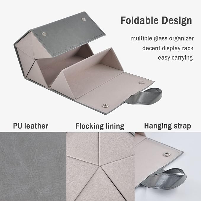 Kenpal Sunglasses Storage Organizer Holder Foldable Travel Case with 5 Slot Compartments for Multiple Glasses