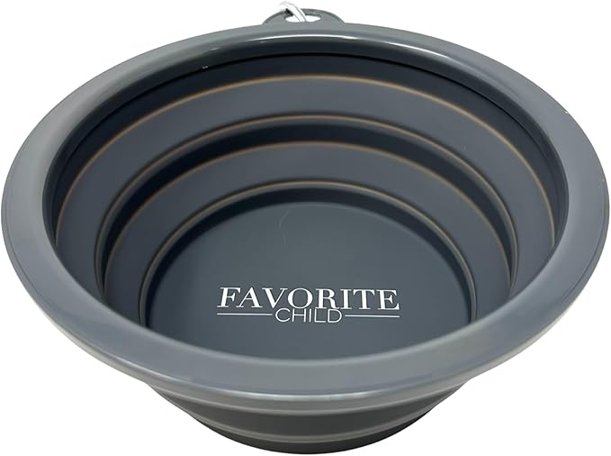 SparkDog Favorite Child Collapsible Dog Bowl, 1000ML (34oz) –XL Food-Grade Silicone Travel Bowl with Sturdy Rim – Extra Large Portable for Dogs & Cats – Great for Pet Lovers (DkGray)