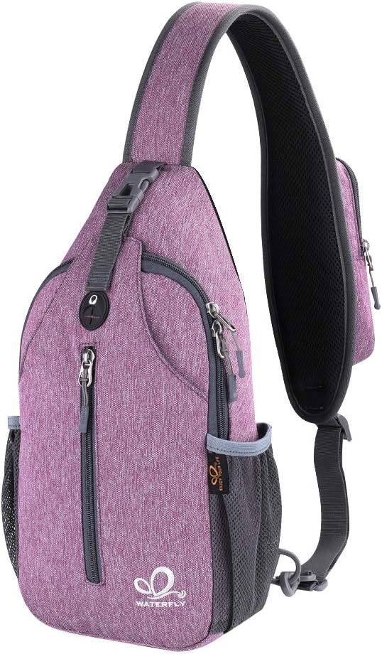 WATERFLY Crossbody Sling Backpack Sling Bag Travel Hiking Chest Bag Daypack