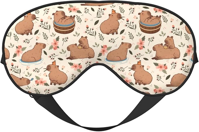 Capybaras Sleep Mask Breathable Soft Eye Mask for Sleep for Women Men Lightweight Eye Cover for Travel, Night Work, Nap, Office
