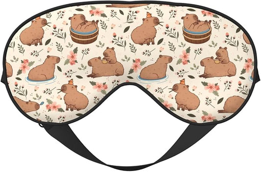 Capybaras Sleep Mask Breathable Soft Eye Mask for Sleep for Women Men Lightweight Eye Cover for Travel, Night Work, Nap, Office