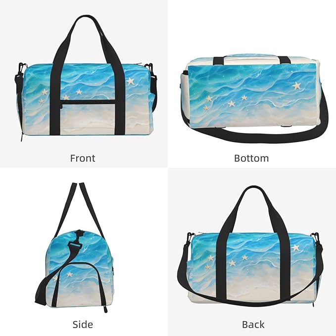 Beach Sand Starfish Women'S Gym Duffle Bag With Shoes Compartment, Ideal For Travel, Gym, Sports, Duffel, Weekender