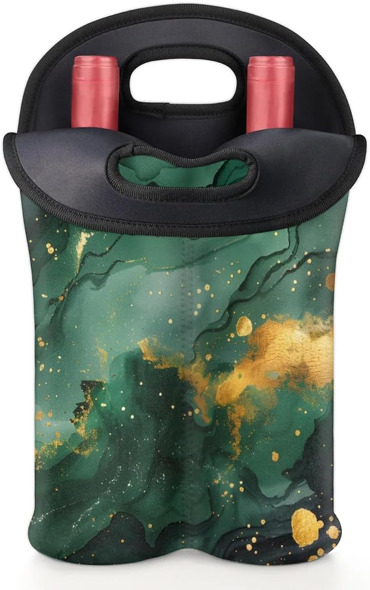 Wine Carrier Tote Personalized Bag for 2 Bottles - Neoprene Wine Bottle Holder with Carry Handle, Wine Protective Bag Insulated Bag Beer Cans Water Bottle Holder for Travel Picnic,Style16