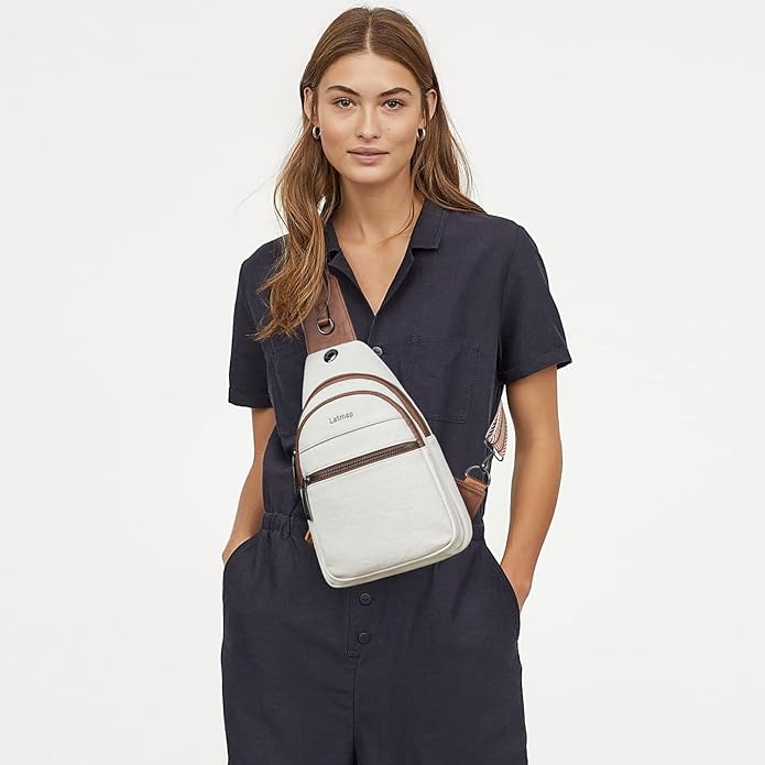 Sling Bag For Women Faux Leather Small Casual Daypack Backpack Fanny Pack Crossbody Chest Bags Purse