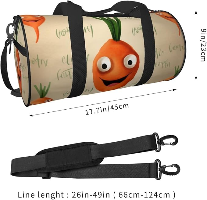 Happy carrot Printed Sports Gym Bag for Men Women Foldable Duffel Bag Carry On Weekender Bag for Travel Sports