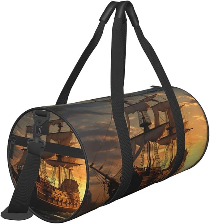 Fantasy pirate ship Travel Duffle Bag for Women, Weekender Carry On Tote Bags Foldable Personal Item Travel Bag with Adjustable Strap, Sport Gym Bag for Men,Carry On Overnight Bag