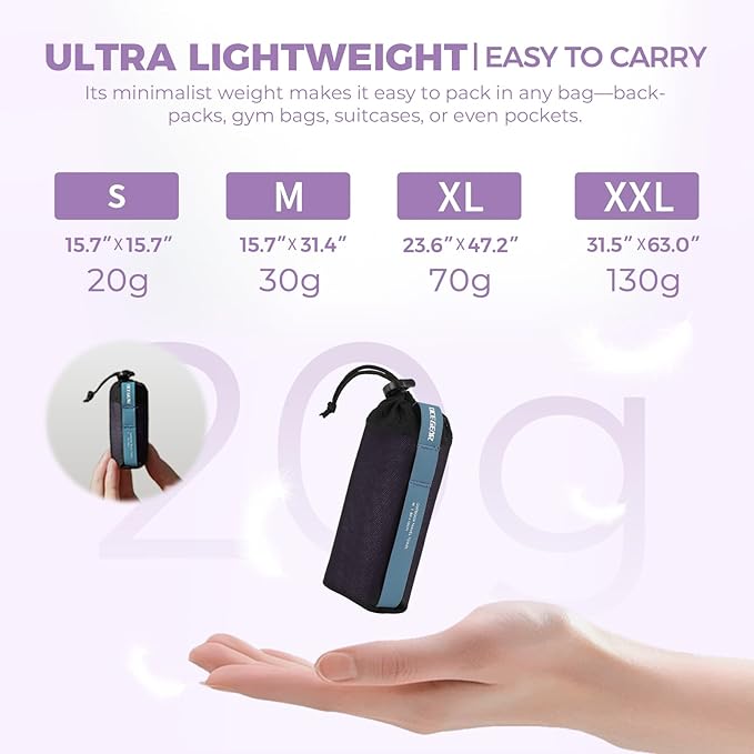 Microfiber Travel Towel, Soft Lightweight Quick Dry Towel, Super Absorbent Compact Travel & Sports & Beach Towels for Camping, Backpack, Gym, Swimming, Yoga, Hiking (Purple, X Large)