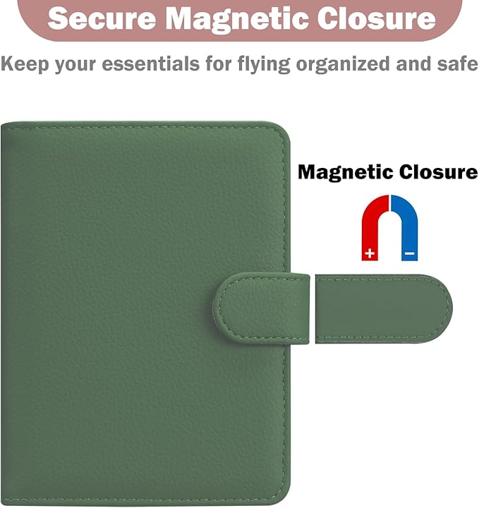 HOTCOOL Passport Holder Travel Essentials Airplane & Cruise Essentials Ship Leather Wallet Cover Case RFID Blocking Women & Men Vacation Travel Accessories Gifts Deals, Litchi - Green