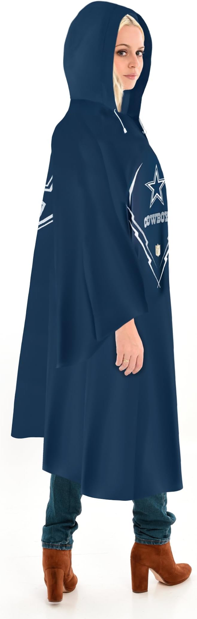NFL Waterproof Premium Rain Poncho, Sporty & Cool Rain Poncho for Men and Women, Rain Coat with Drawstring Hood