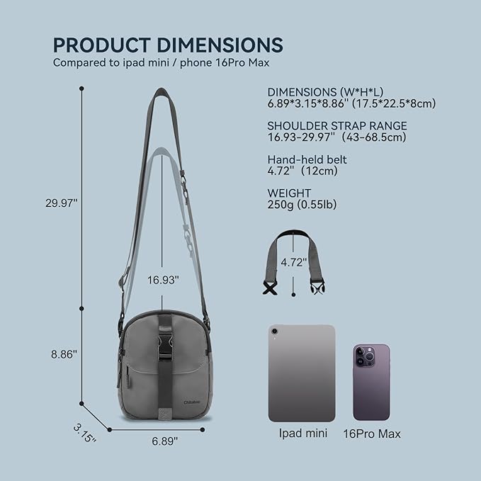 chitobae Lightweight Crossbody Bags for Women,Waterproof Anti-thief Handbags,Shoulder Purse for Travel Shopping