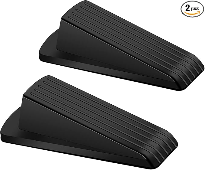 Door Stoppers, 2 Pack Premium Rubber Door Stoppers for Bottom of Door Security Rubber, Door Stopper Wedge for Carpet Heavy Duty Door