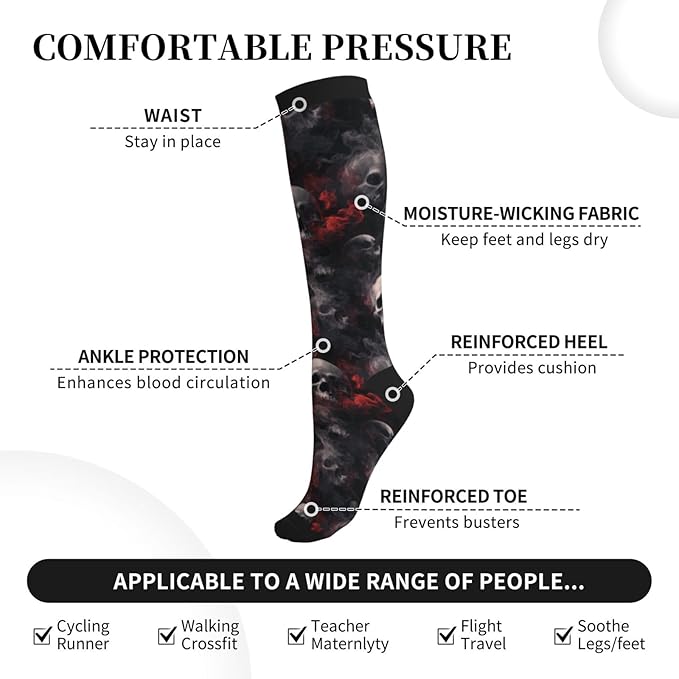 Compression Socks Knee High Circulation Support Socks For Women Men Athletic Running Work Hiking Cycling Travel