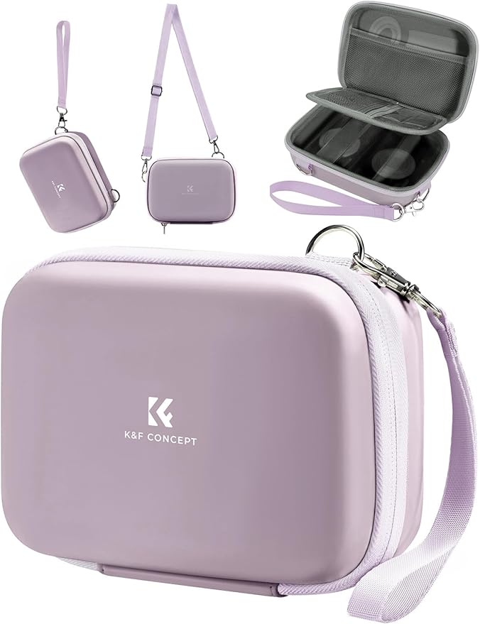 K&F CONCEPT Digital Small Camera Case, Compact Waterproof Small Camera Bag, Lightweight Camera Sling Bag for CCD/Sony DSCW800/DSCW830/Canon PowerShot - Purple