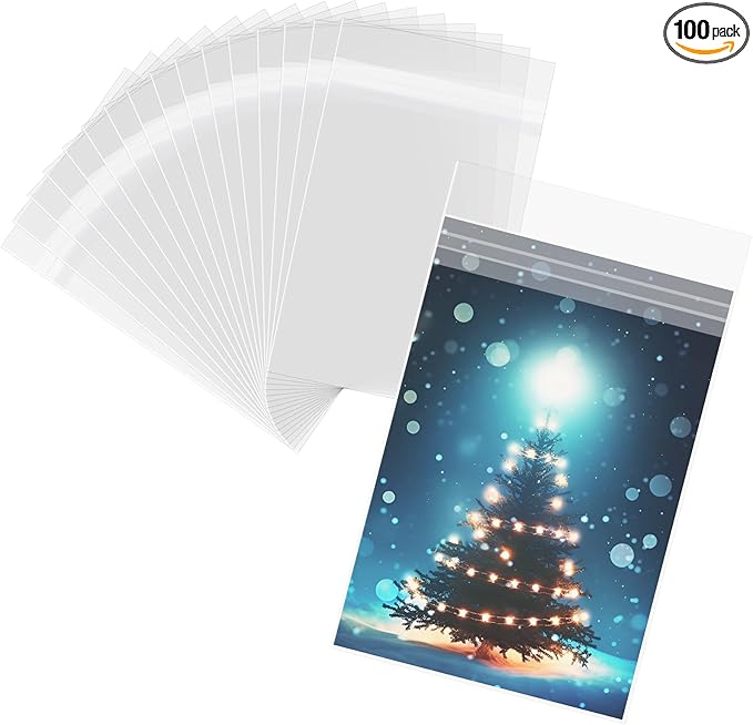 Mat Board Center, (100 Pack) 12 7/16" x 18 1/4" Acid-Free Clear Picture Sleeves, Self Sealing Cello Bags for 12x18 Prints, Photos, Clothing & T-Shirt