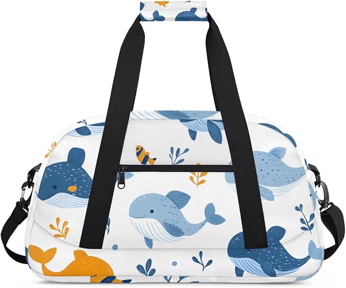 Ocean Dolphins Gym Travel Duffle Bag for Women & Men with Front Zipper Pocket for Sports, Overnight, Weekender, Carry On,Workout & Dance Bag,Dolphins Animals,18.9 * 8.7 * 10.6 in