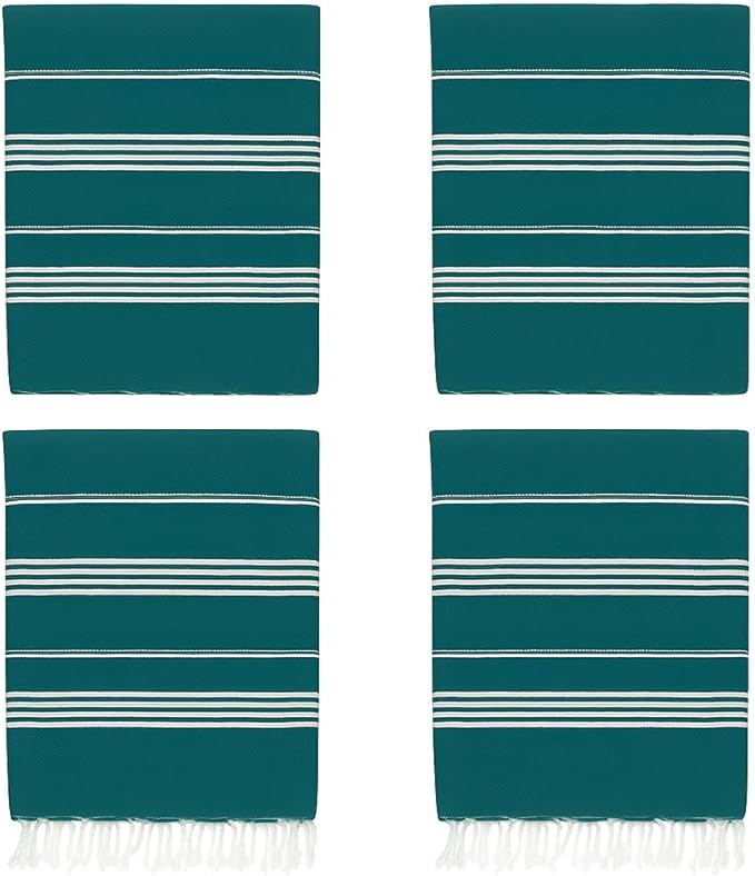 HAVLULAND Turkish Beach Towels Pack 4 – Oversized, Quick-Dry & Sand-Free | Lightweight, Absorbent Bath Towels for Travel, Pool, Vacation & Beach Blanket | 40” x 72” Bulk Set – Teal