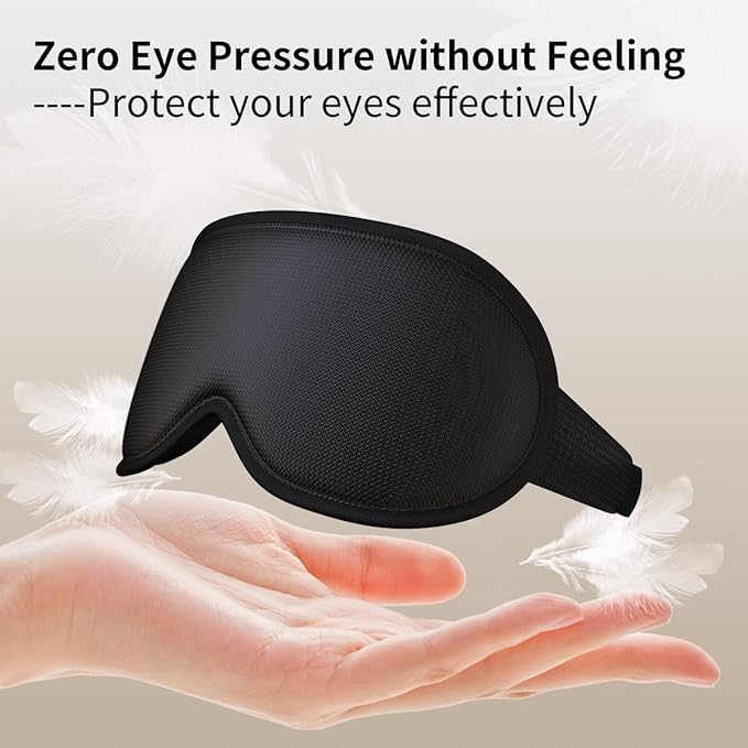 Easysleep Sleep Eye Mask 3D Contoured Cup Sleeping Mask with 100% Light Blocking and Adjustable Strap Soft Breathable Eye Cover Night Blindfold Mask for Men Women.