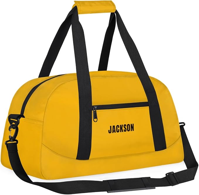 Personalized Cheer Bag Girl Sport Duffel Bag, Custom Kids Gym Bag, Customize Travel Duffle Bag with Name, Overnight Weekender Bags,Yellow,Cheerleading Gifts