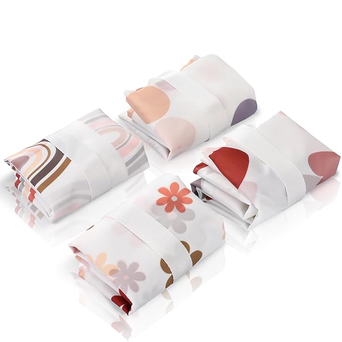 Frienda 4 Pieces Wet Dry Bag for Baby Waterproof Reusable Washable Diaper Bag Sealed with Handle for Travel, Beach, Swimsuit, Diapers, Dirty Gym Clothes and Toiletries (Boho)