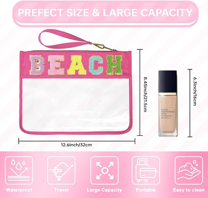Snack Bags Clear Pouch Travel Makeup Bag Chenille Letter Bags for Zipper Pouch Clear Cosmetic Bag Clearly Tote Bag Makeup Travel Bags for Women