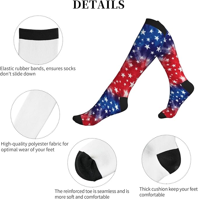 Compression Socks Knee High Circulation Support Socks For Women Men Athletic Running Work Hiking Cycling Travel