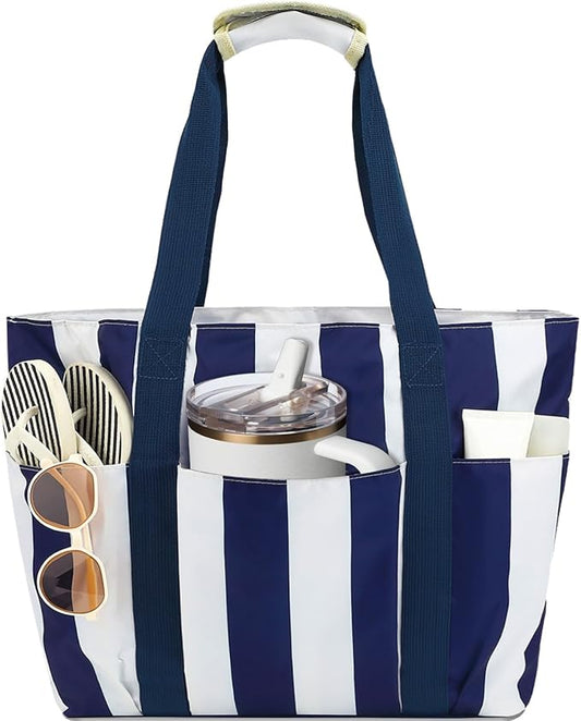 Fammart Waterproof Beach Bag for Women with Wet Pocket, Beach Tote Compatible with Stanley Cup for Pool Travel Cruise
