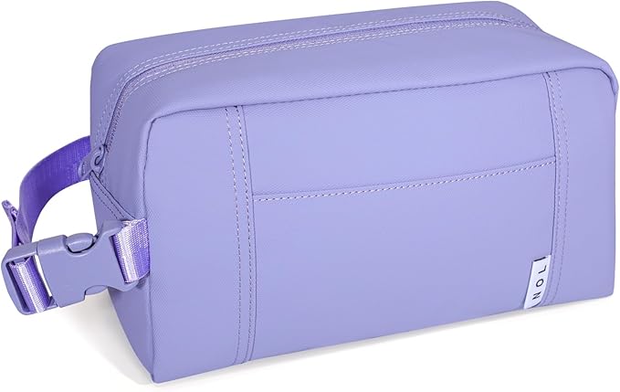 NOL Natural Organic Lifestyle Freezable Snack Bag, Leakproof Cooler Lunch Bag, Reusable, Zip Closure with Buckle Handle Nylon Waterproof Snack Box for Work Travel-Light purple