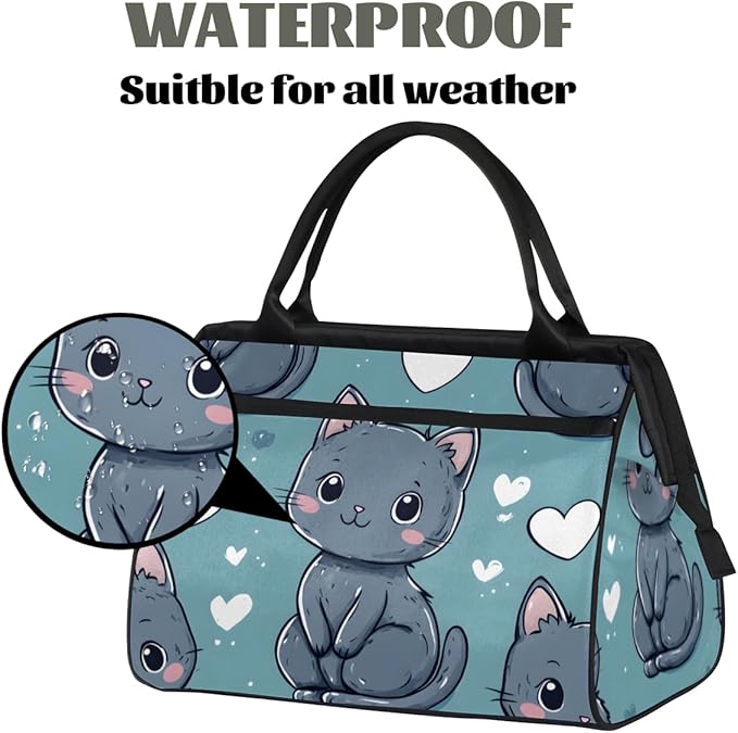 Cute Cat Pattern Overnight Weekender Bag for Women Men Travel Duffel Bags Waterproof Luggage Carry on Sports Yoga Gym Bag