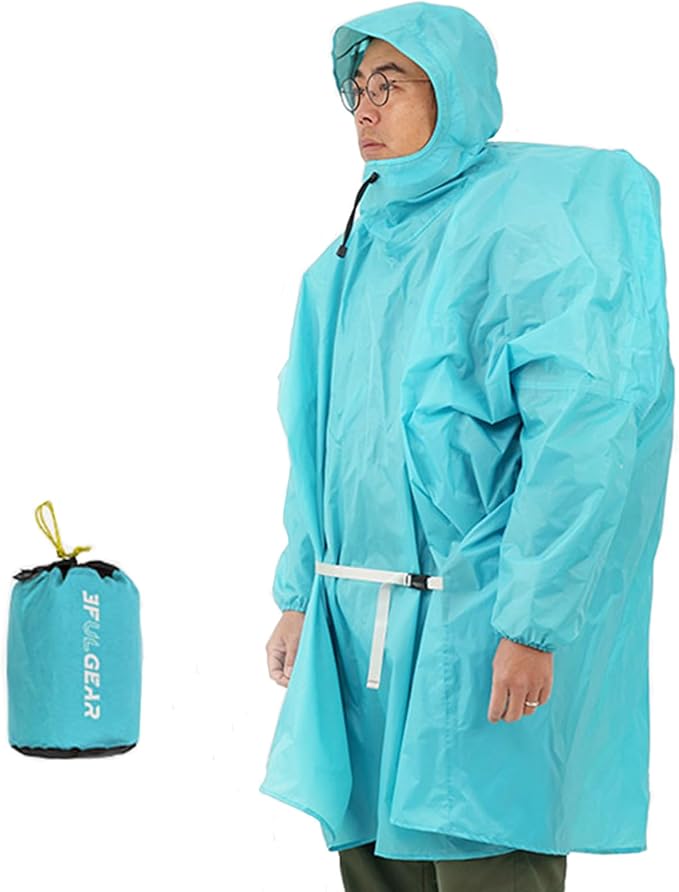 3FULGEAR Hooded Rain Ponchos for Adults, Waterproof Packable Lightweight Rain Coat Jacket for Men Women