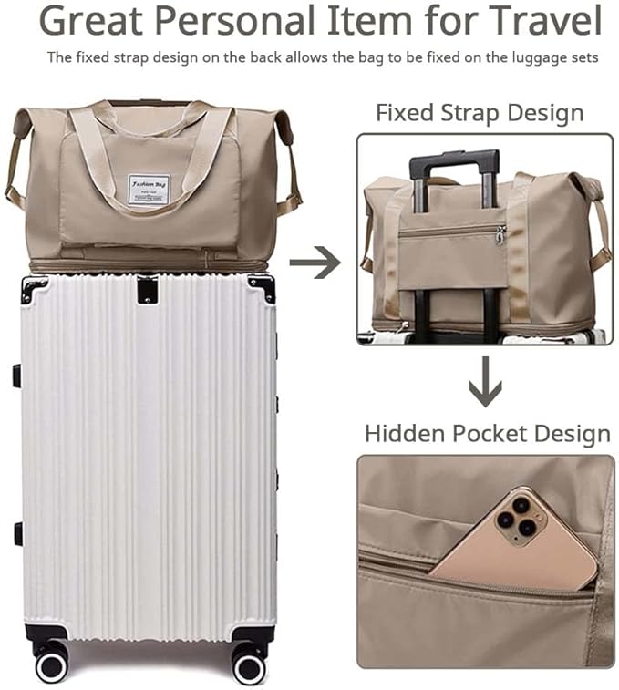 Large Capacity Foldable Travel Bag, Expandable Waterproof Carry on Bag, Dry and Wet Separation Spor Duffel Bags