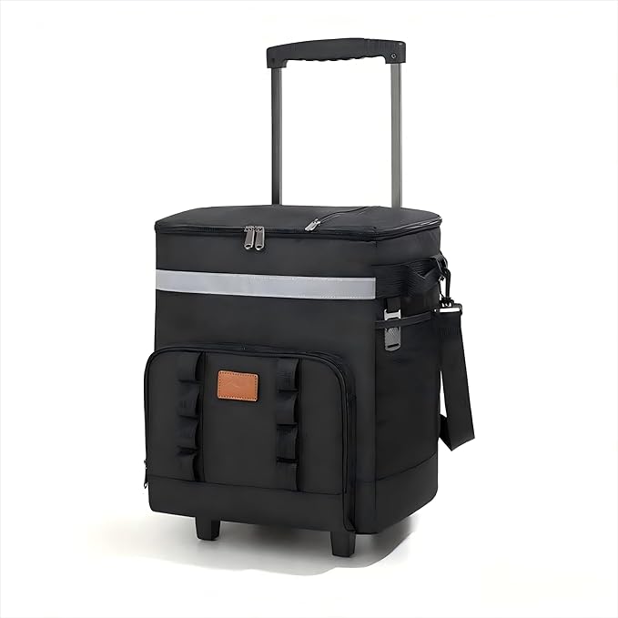 Insulated Rolling Cooler with Wheels - Soft Leak Proof Ice Chest for Camping, Travel and Lunch - Portable Wheeled Advanced Insulation