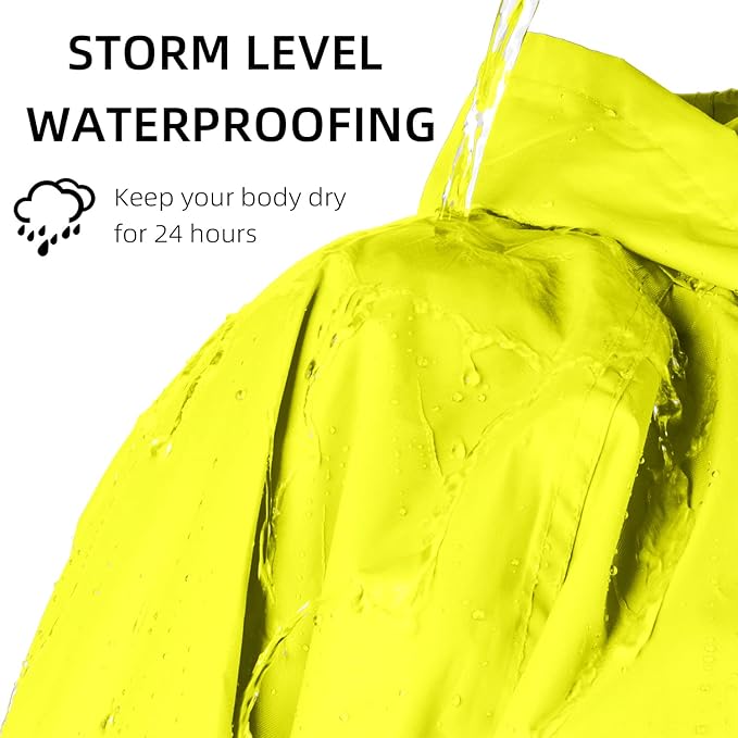 Coralrain Long Hooded Raincoat Safety Waterproof Emergency Rain Jacket Poncho for Men Women Adults