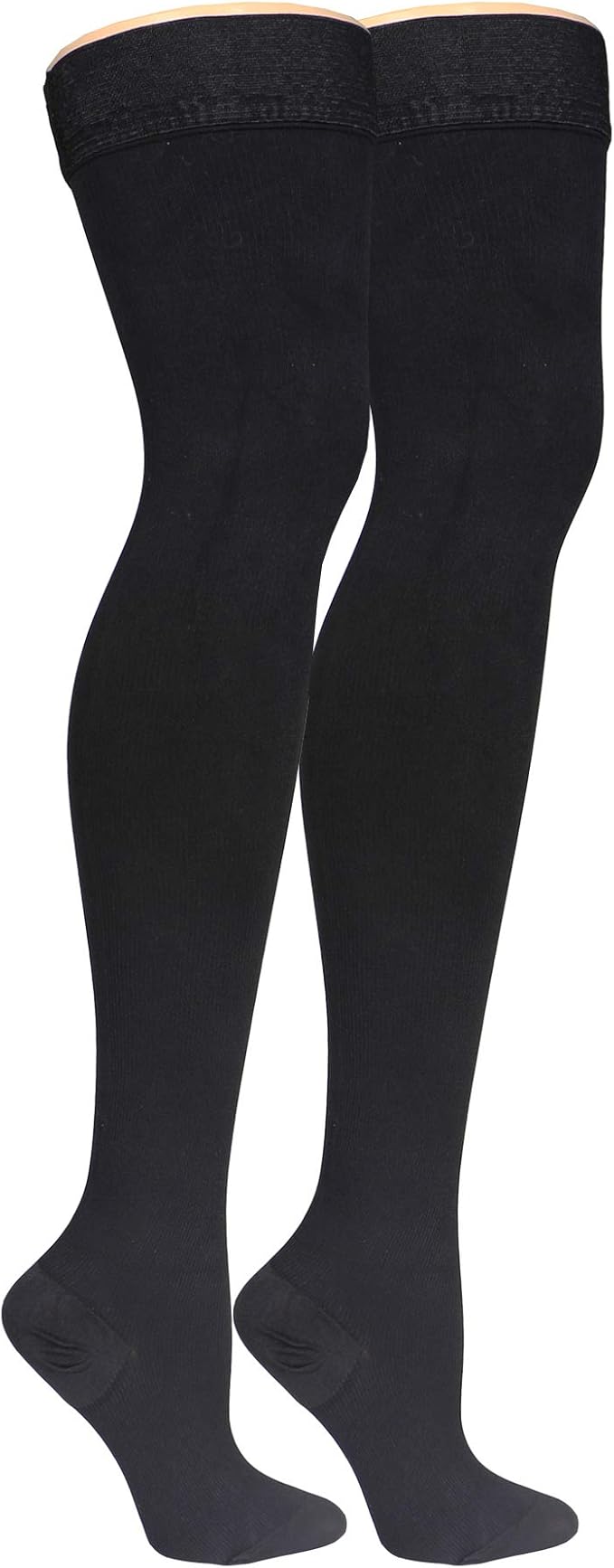 Truform Compression Socks, 20-30 mmHg, Men's Dress Socks, Thigh High Over Knee Length, Black, Small