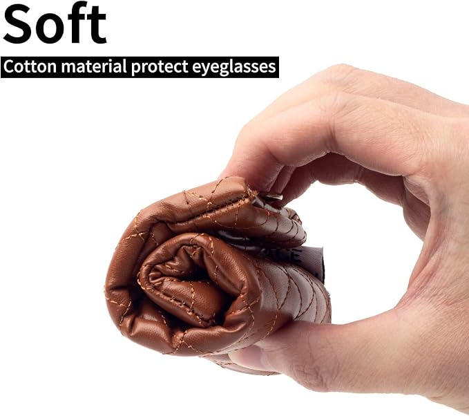 Face Shadow Double Glasses Case Soft Eyeglass Case For Women Men Squeeze Top Sunglasses Case With Cleaning Cloth