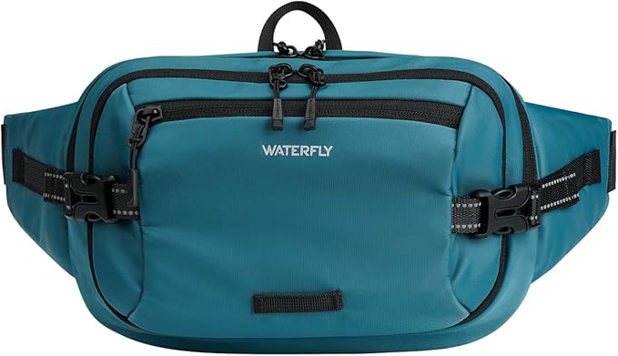 WATERFLY 3L Large Fanny Pack, 180° Opening Hip Pouch with Multi-Pockets, Anti-Theft RFID Blocking Waist Bag for Women Men Traveling Hiking Daily Use