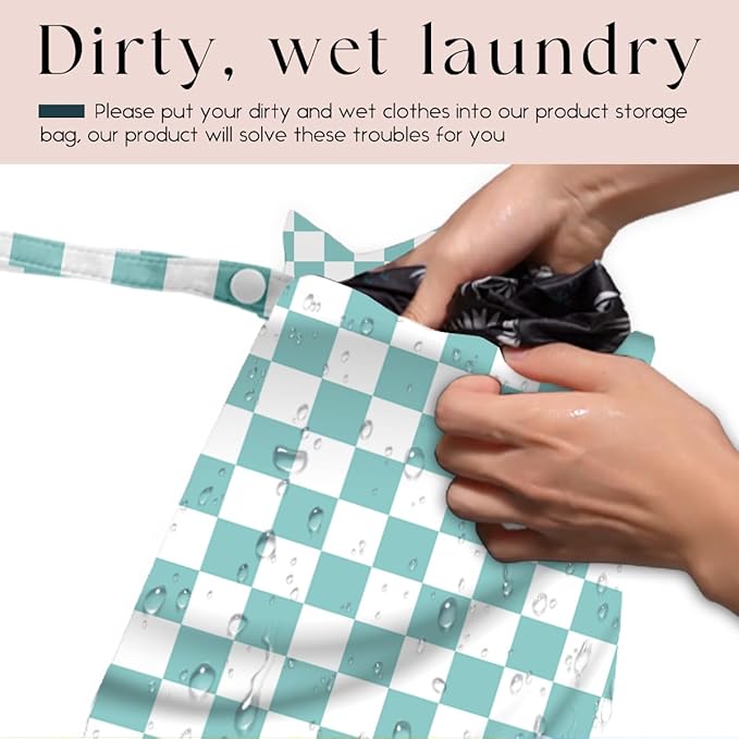 Wet Bag for Swimsuit, Beach Travel Essentials Wet Dry Bag, for Sunscreen Toiletry Dirty Clothes Yoga Gym Diaper, Friends Summer Beach Vacation Gifts. Blue white plaid