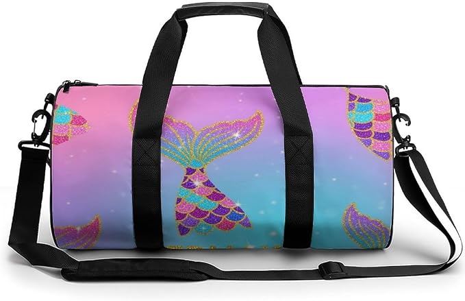 Foldable Gym Travel Bag Mermaid Tail Scale (4) Overnight Weekender Travel Bag Dance Sports Gymnastics Bags Unisex Overnight Bags