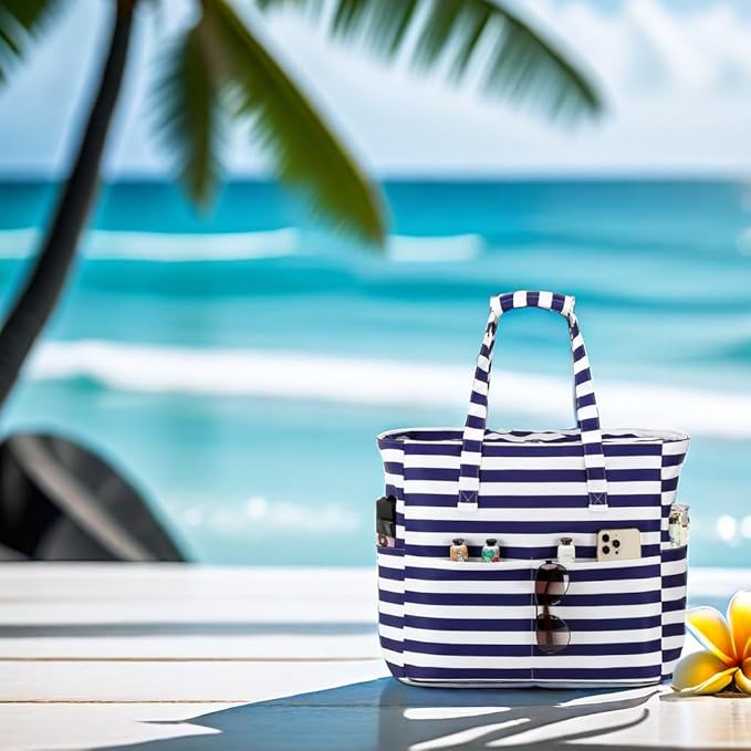 LEDAOU Beach Bag Waterproof Sandproof Women Beach Tote Pool Bag with Zipper for Swim Gym Grocery Travel with Wet Pocket | Sandproof, with Zipper, for Gym, Grocery, Travel, with Wet Pocket