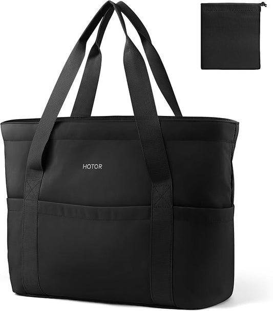 HOTOR Tote Bag for Women - Foldable Lightweight Tote Bags with Zipper, Large Shoulder Bag Top Handle Handbag for Travel, Work