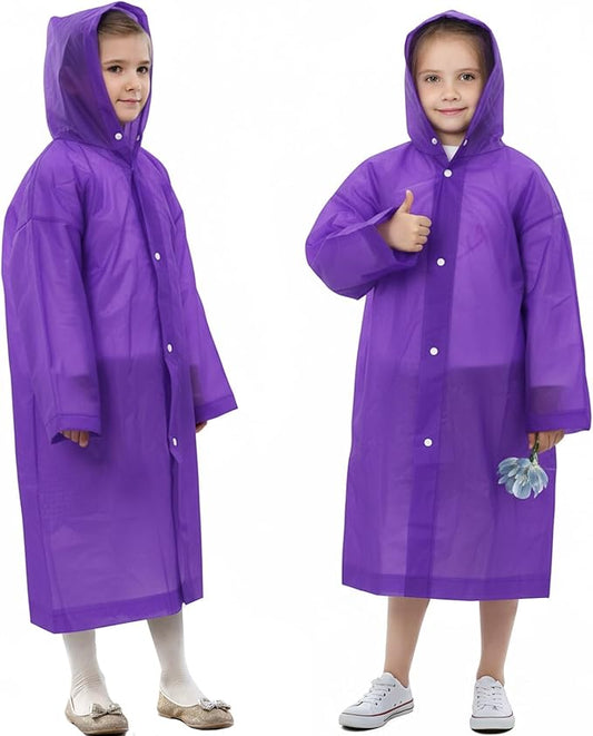 ANYOO Kids Rain Poncho with Hood Lightweight Emergency Raincoat Reusable Boys and Girls Rain Jacket for Disney Travel Outdoor